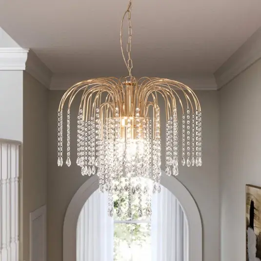 Hanglamp Pioggia met kristallen regen Ø50cm goud