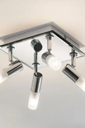 Badkamer plafondlamp Zela, 32 cm, chroom, 4-lamps, IP44