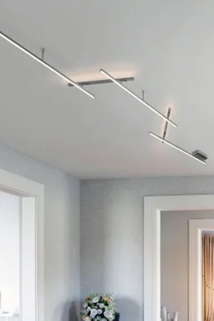 Zwenkbare LED plafondlamp Indira, dimmer nikkel