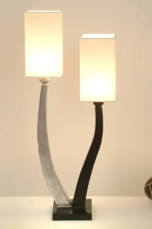 Elegante tafellamp QUADRANGOLARE zilver 2-lichts