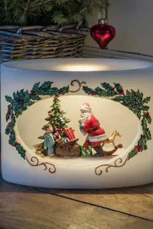 Echte waskaars LED Kerstman met kind