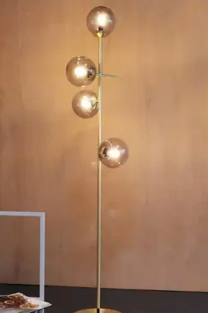DYBERG LARSEN Como vloerlamp, 4-lamps, messing