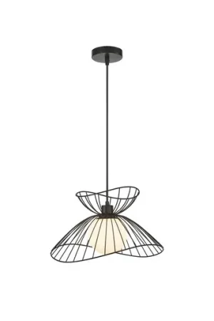 Hanglamp Belinda met glazen kap, zwart