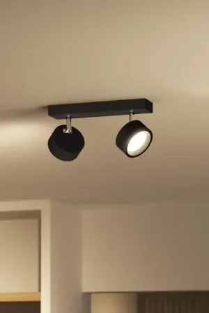 Philips Bracia LED plafondspot met 2 lampen, zwart