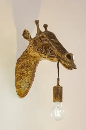 Lindby wandlamp Nirvathia, 35 cm, giraffe, messingkleurig