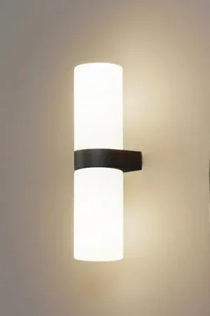 Lucande Basolo badkamer wandlamp, zwart, hoogte 31,5 cm, glas