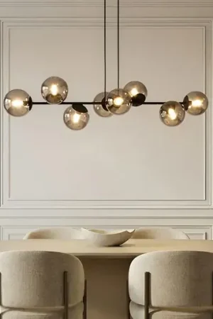 Hanglamp Lindby Isamer, rookgrijs, 130 cm, bol