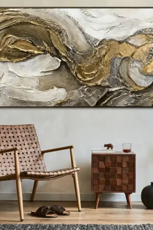 Abstract schilderij met textuur – Handgeschilderd canvas kunstwerk voor interieur en kantoor