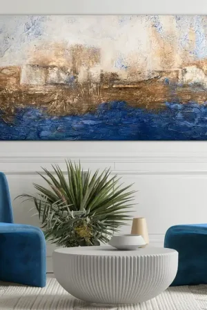 Abstrakte handgeschilderde acryl schilderij op canvas "Ultramarijn"