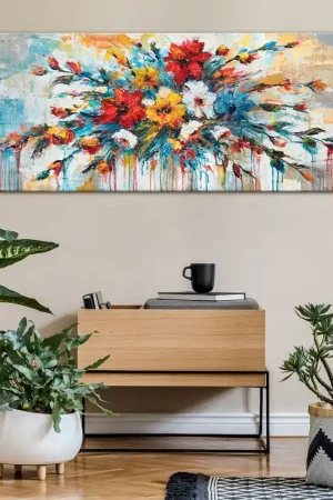 Schilderij acryl schilderij met bloemen op canvas "Floral Inspiration" 115x50cm