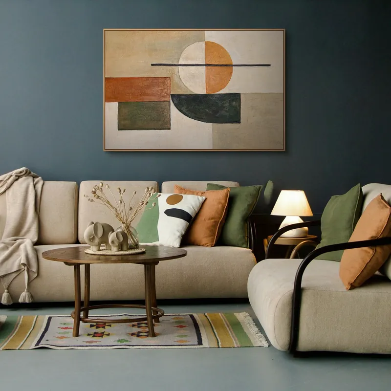 Abstract Geometrisch Schilderij op Canvas – Handgeschilderde Moderne Wandkunst
