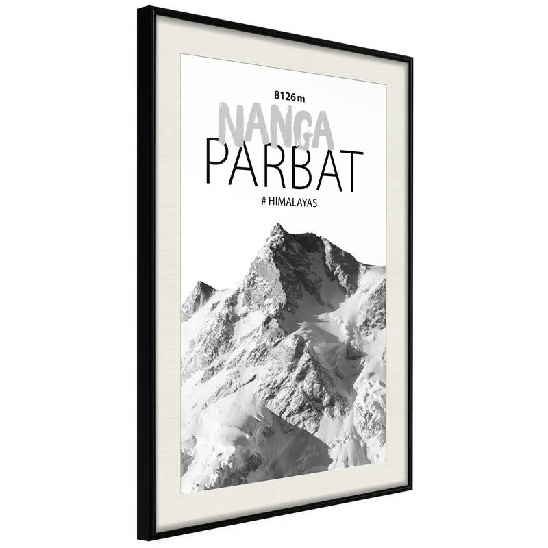 Poster - Peaks of the World Nanga Parbat - zwart passepartout