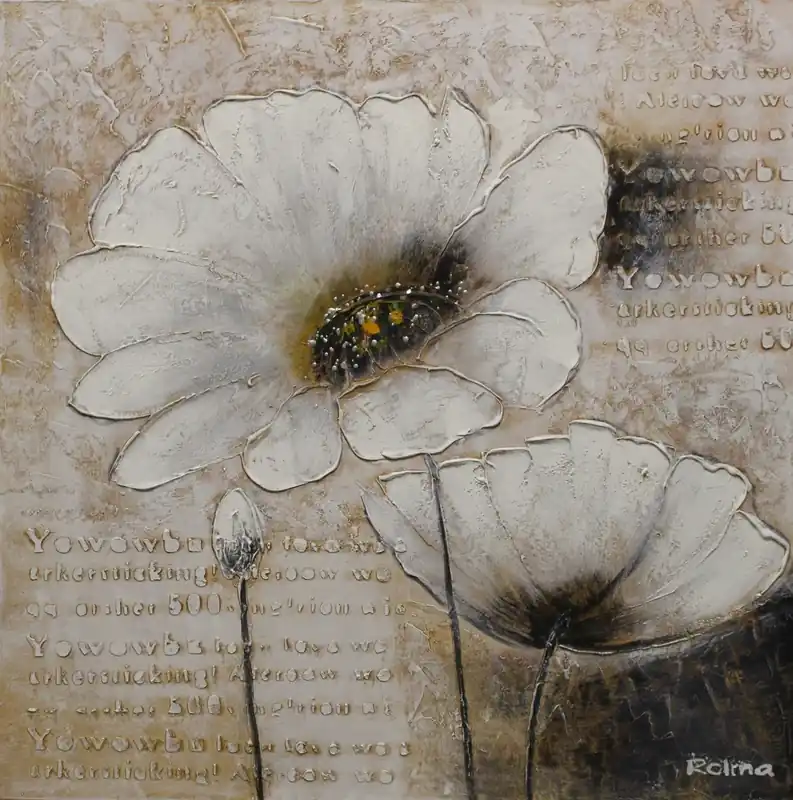Schilderij “Text & Flowers”