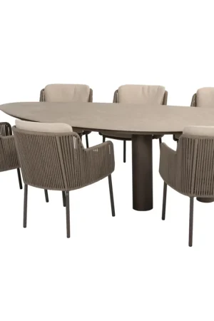 4 Seasons Outdoor Arizona Bernini dining tuinset 240x130xH75 cm 7-delig keramiek terre 4 Seasons Outdoor