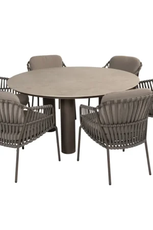 4 Seasons Outdoor Arizona Capalbio dining tuinset 160xH75 cm rond 7 delig keramiek terre 4 Seasons Outdoor
