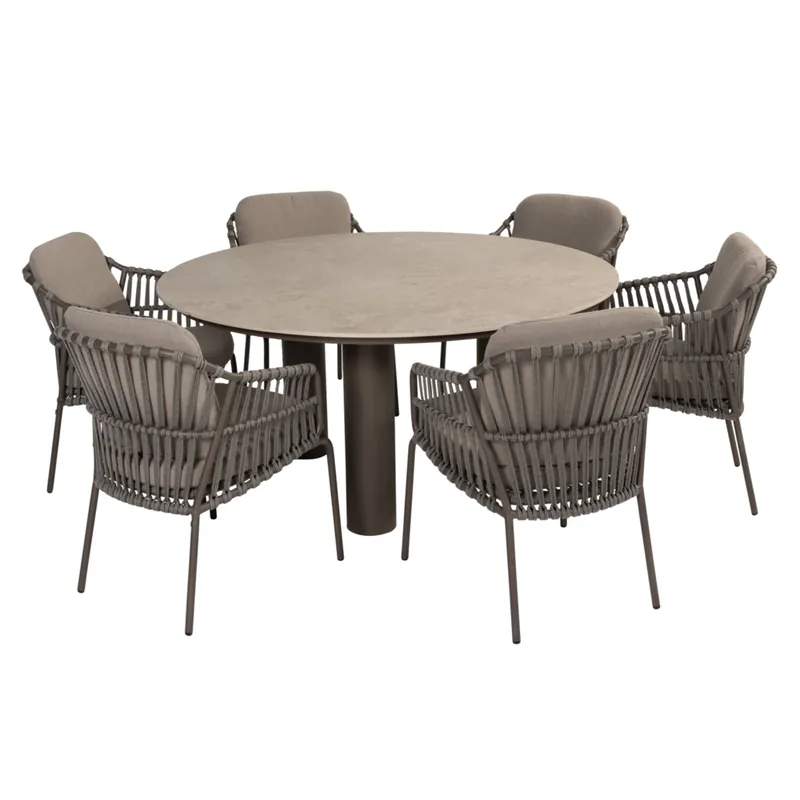 4 Seasons Outdoor Arizona Capalbio dining tuinset 160xH75 cm rond 7 delig keramiek terre 4 Seasons Outdoor