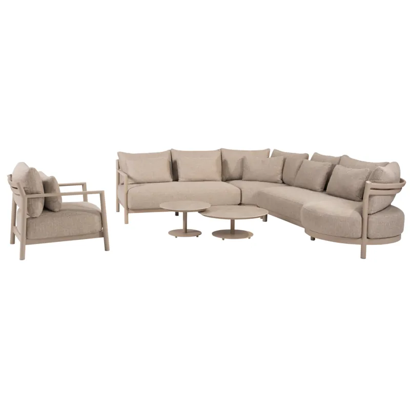 4 Seasons Outdoor Boaz Mykonos modulaire hoek loungeset 6 delig keramiek latte 4 Seasons Outdoor