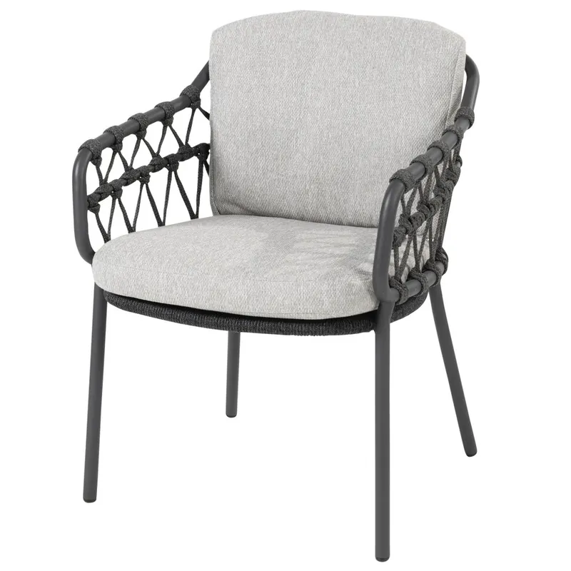 4 Seasons Outdoor Calpi dining tuinstoel met 2 kussens antraciet 4 seasons Outdoor
