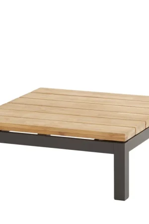 4 Seasons Outdoor Capitol lounge tuintafel 90x90xH35 cm antraciet teak 4-Seasons Outdoor