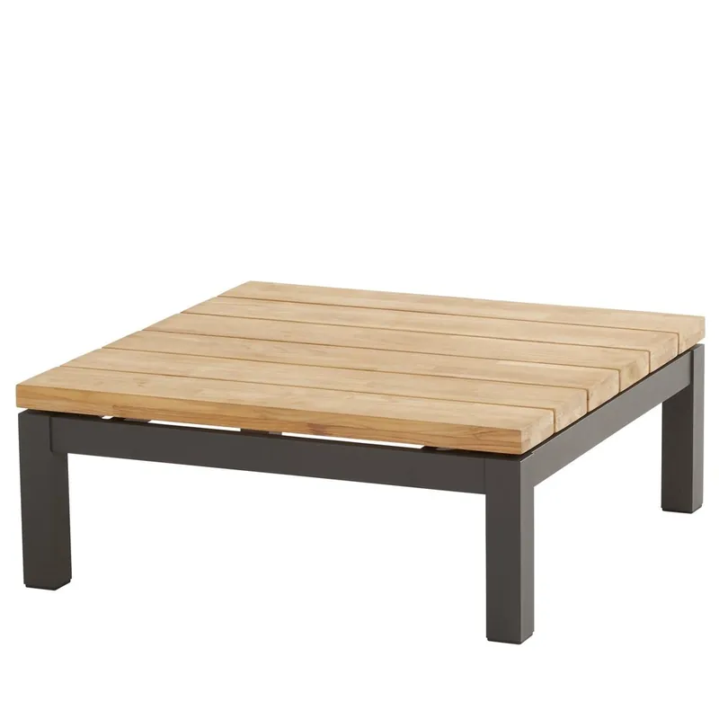 4 Seasons Outdoor Capitol lounge tuintafel 90x90xH35 cm antraciet teak 4-Seasons Outdoor