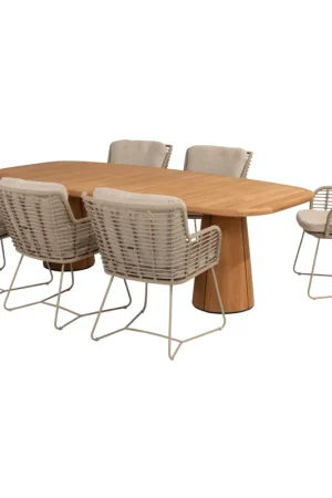 4 Seasons Outdoor Capri Fabrice dining tuinset 7 delig 240x110xH75 cm teak latte 4 Seasons Outdoor