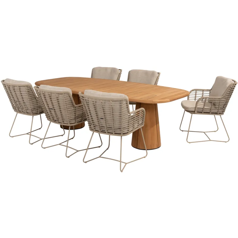 4 Seasons Outdoor Capri Fabrice dining tuinset 7 delig 240x110xH75 cm teak latte 4 Seasons Outdoor