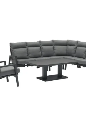 AVH-Collectie Caribbean verstelbare hoek loungeset 6 delig aluminium antraciet met verstelbare tafel