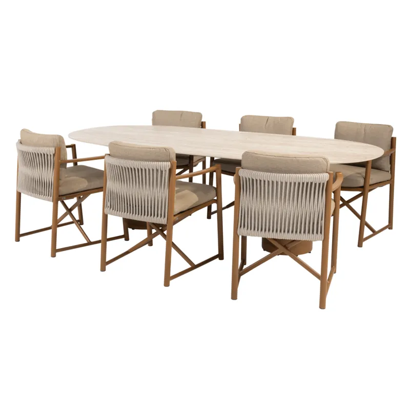 4 Seasons Outdoor Colorado Marina dining tuinset 240x105xH75 cm 7 delig keramiek amber 4 Seasons Outdoor