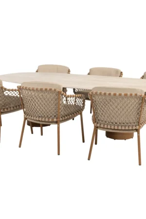 4 Seasons Outdoor Colorado Martinique dining tuinset 240x105xH75 cm 7 delig keramiek amber 4 Seasons Outdoor