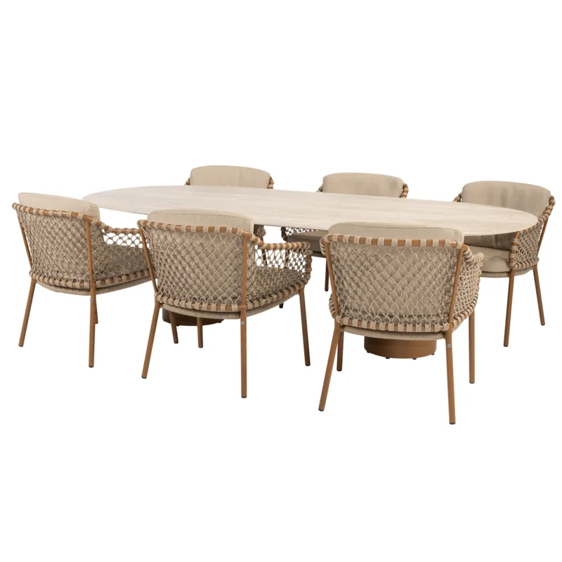 4 Seasons Outdoor Colorado Martinique dining tuinset 240x105xH75 cm 7 delig keramiek amber 4 Seasons Outdoor