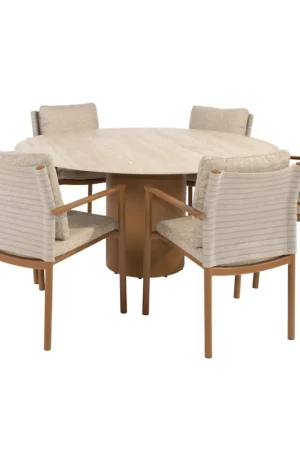 4 Seasons Outdoor Colorado Safina dining tuinset 160xH75 cm rond 7 delig keramiek amber 4 Seasons Outdoor