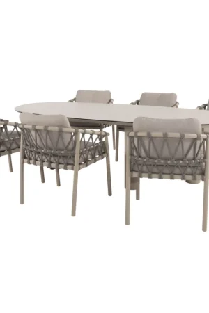 4 Seasons Outdoor Denia Piacenza dining tuinset 240x105xH75 cm 7 delig keramiek latte Taste 4SO