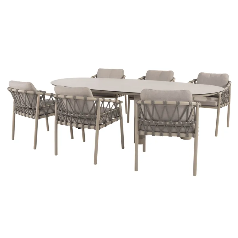 4 Seasons Outdoor Denia Piacenza dining tuinset 240x105xH75 cm 7 delig keramiek latte Taste 4SO