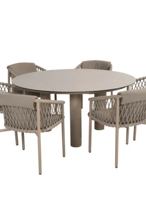 4 Seasons Outdoor Donato Allora dining tuinset 160xH75 7 delig printed ceramic latte 4 Seasons Outdoor