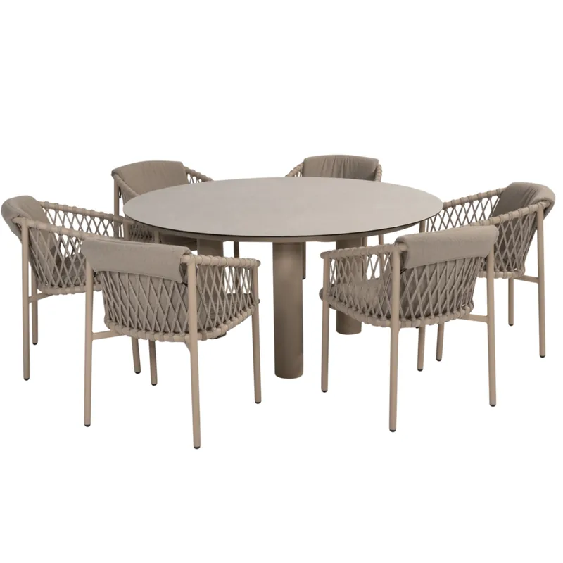 4 Seasons Outdoor Donato Allora dining tuinset 160xH75 7 delig printed ceramic latte 4 Seasons Outdoor