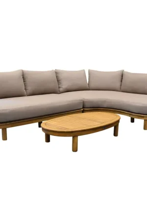 AVH-Collectie Eleganza organische hoek loungeset 3 delig hardhout