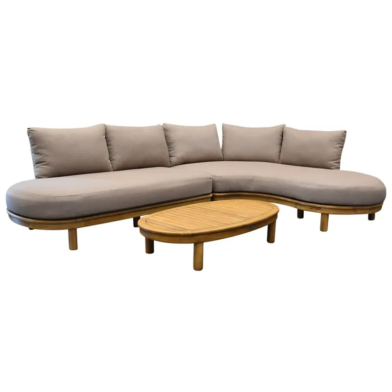 AVH-Collectie Eleganza organische hoek loungeset 3 delig hardhout
