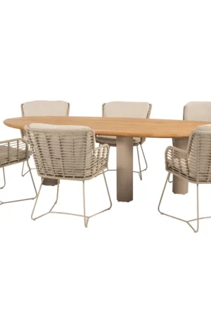 4 Seasons Outdoor Estate Fabrice dining tuinset 240x105xH75 cm 7 delig teak latte 4 Seasons Outdoor