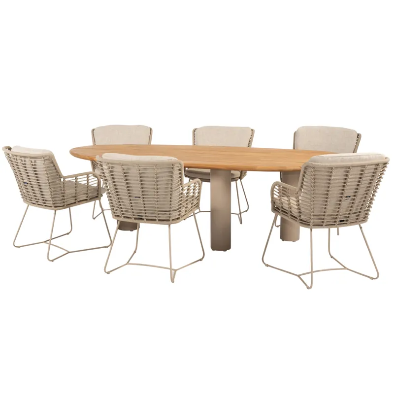 4 Seasons Outdoor Estate Fabrice dining tuinset 240x105xH75 cm 7 delig teak latte 4 Seasons Outdoor