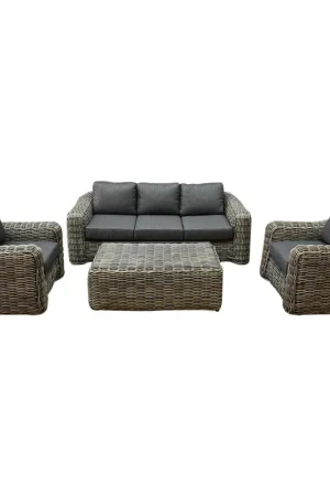 AVH-Collectie Las Palmas stoel bank loungeset 4-delig grijs