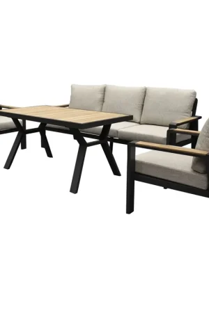 AVH-Collectie Lola stoel bank dining loungeset 4 delig antraciet aluminium