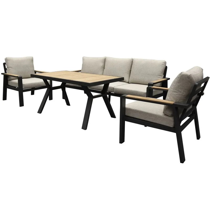 AVH-Collectie Lola stoel bank dining loungeset 4 delig antraciet aluminium