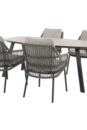 4 Seasons Outdoor Manolo Alicante dining tuinset 180x95xH75 cm 5 delig antraciet Taste 4SO
